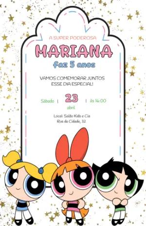 Convite de Aniversário Meninas Superpoderosas Editável