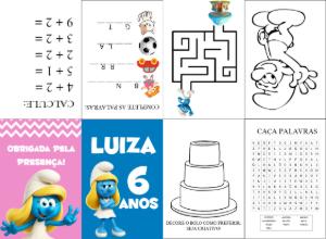 Livrinho de Atividades Festa Smurfs para Editar Online
