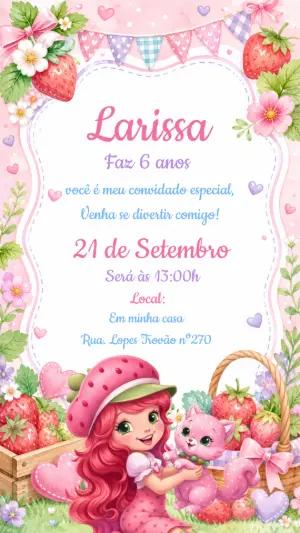 Convite de Aniversário Moranguinho Aquarela para Editar