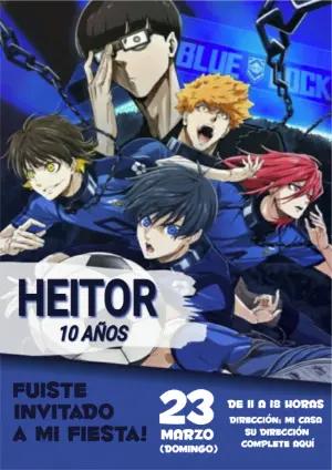 Invitación Editable de Cumpleaños Blue Lock Estilo Anime