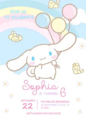 Cinnamoroll Birthday Invitation Editable Template