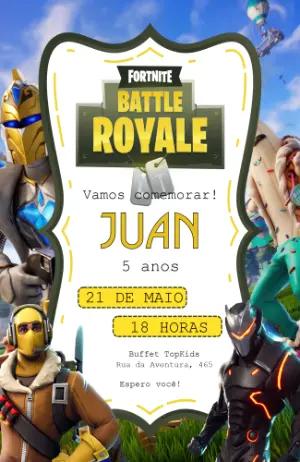 Convite de Aniversário Fortnite Battle Royale Editável