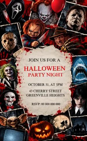 Horror Movies Halloween Party Invitation | Editable Template
