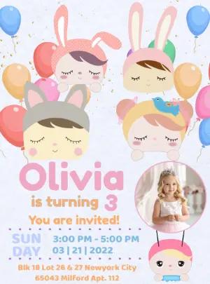 Cute Animal Friends Birthday Invitation Editable Template
