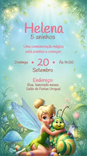 Convite de Aniversário Tinker Bell (Sininho) para Editar Online