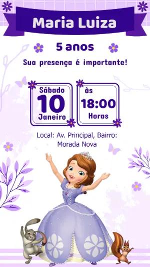 Convite Aniversário Princesinha Sofia para Editar Online