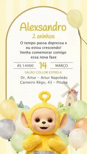 Convite Digital Aniversário Infantil Teletubbies Editável