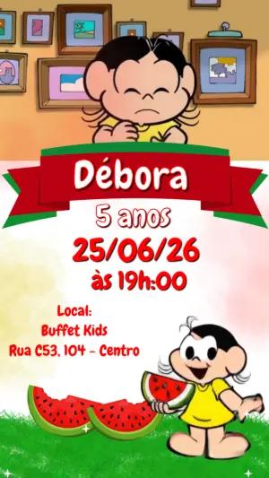 Convite Animado de Aniversário Magali para Editar Online