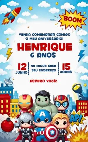 Convite de Aniversário Vingadores Baby Editável