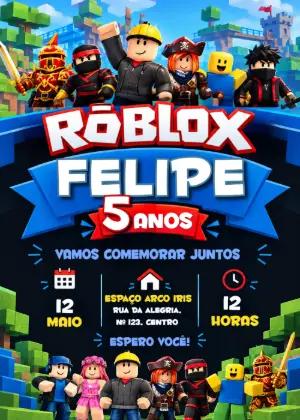 Convite de Aniversário Roblox Menino para Editar Online