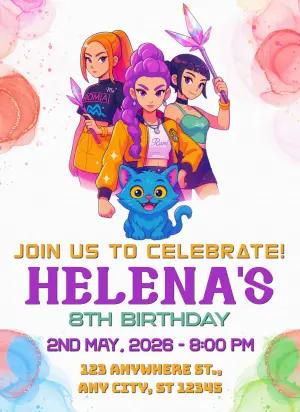 Demon Hunter Birthday Invitation Template to Edit