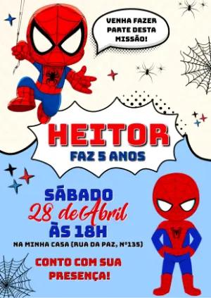Convite de Aniversário Homem Aranha Cute para Editar Online
