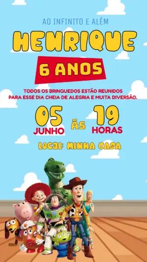 Convite de Aniversário Toy Story Infantil para Editar Online