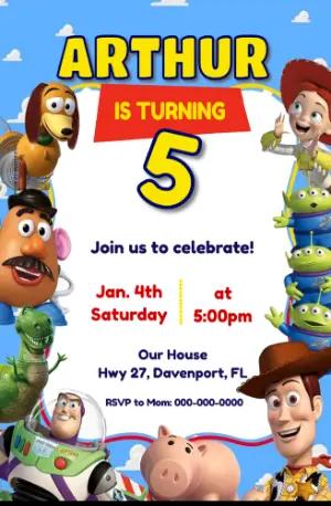 Colorful Toy Story Birthday Invitation | Editable Template