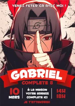 Invitation Anniversaire Itachi Naruto - Modèle numérique à modifier
