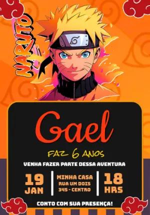 Convite Digital Editável Aniversário Tema Naruto Aventura