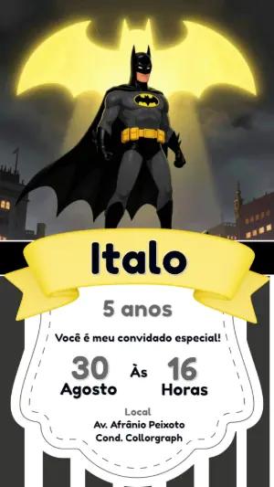 Convite de Aniversário Batman Herói Modelo Editável