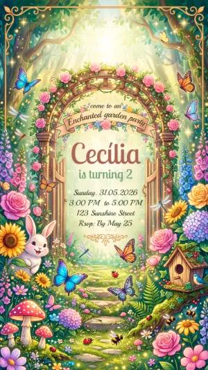 Animated Enchanted Garden Birthday Video Invitation