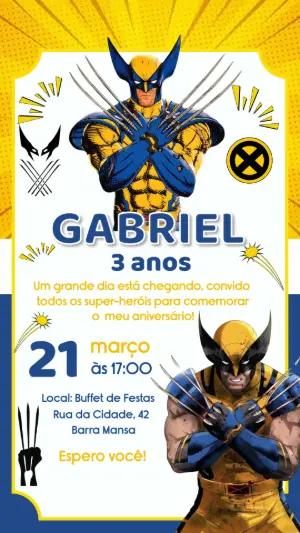 Convite de Aniversário Wolverine do X-Men para Editar Online