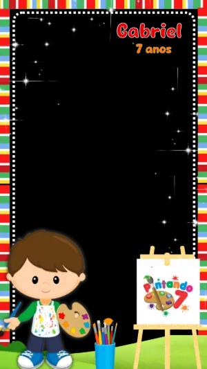 Moldura de Aniversário Pintando o 7 para Stories Editável