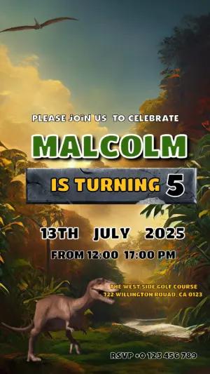 Animated Dinosaur Birthday Video Invitation to Edit Online