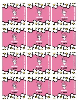Adesivo para Balinha Personalizada My Melody Rosa Editável para Aniversário