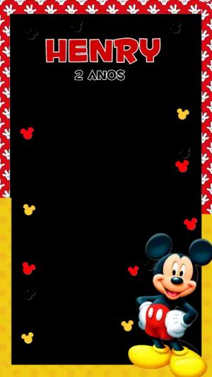 Moldura de Aniversário Mickey Mouse para Editar Online