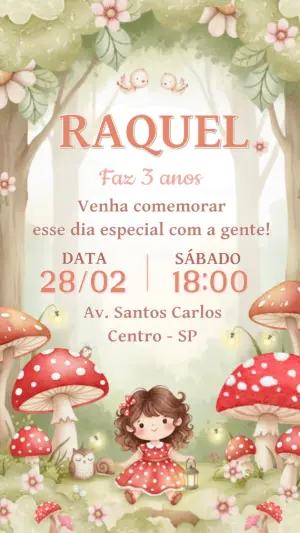 Convite Digital Infantil Tema Bosque Encantado Editável