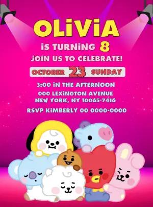Editable BT21 Birthday Invitation with Cute Characters