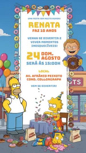 Convite de Aniversário Os Simpsons para Editar Online