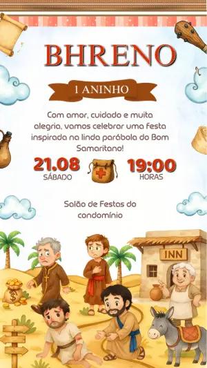 Convite Aniversário O Bom Samaritano Editável Online