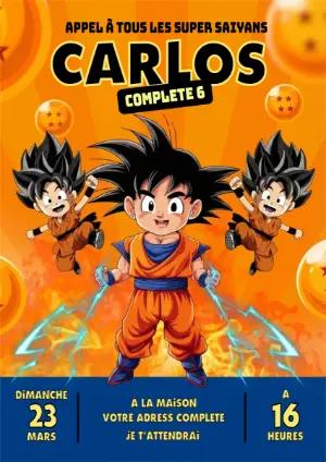 Invitation Anniversaire Dragon Ball à éditer en ligne