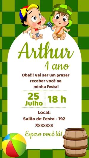 Convite de Aniversário Chaves Baby Fofo para Editar