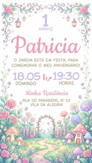 Convite Digital Aniversário Jardim Encantado Editável