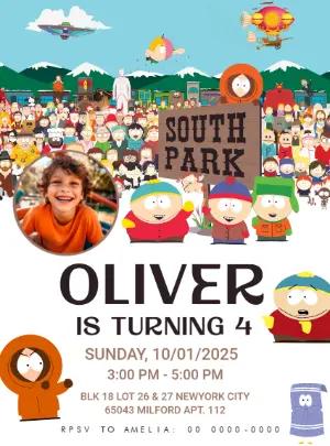 South Park Themed Birthday Invitation - Editable Digital Template