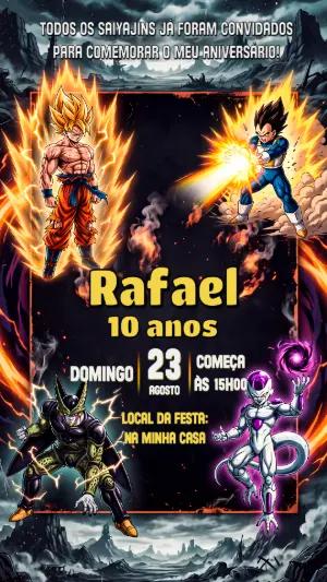 Convite de Aniversário Dragon Ball Z Editável