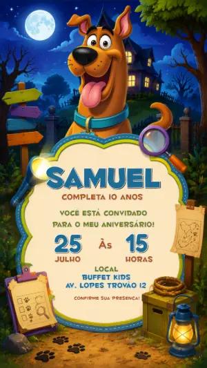 Convite de Aniversário Scooby-Doo Mistério Editável