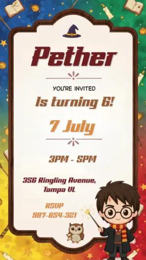 Magical Wizard Birthday Invitation Template to Edit