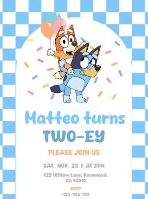 Editable Bluey Themed Birthday Invitation | Digital Cartoon Invite