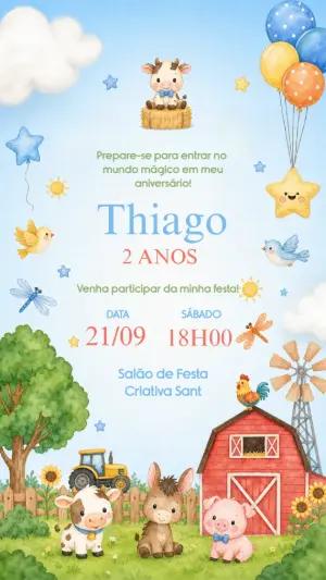 Convite de Aniversário Fazendinha Fofo para Editar