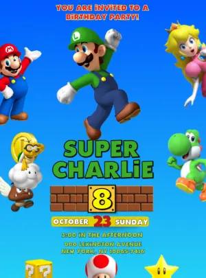 Super Mario & Luigi Birthday Invitation to Edit Online