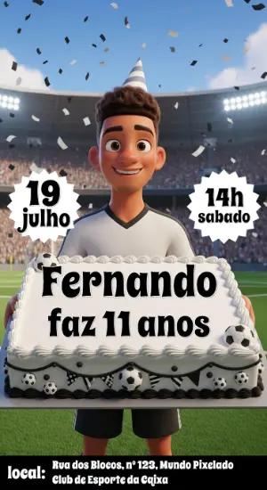 Convite Aniversário Futebol com Jogador para Editar Online