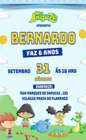 Convite Aniversário Meu Amigãozão com Personagens para Editar