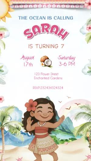 Cute Ocean Theme Birthday Invitation - Editable Digital Template