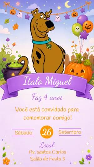 Convite de Aniversário Scooby-Doo Halloween Editável