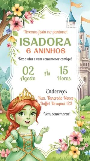 Convite de Aniversário Princesa do Pântano para Editar