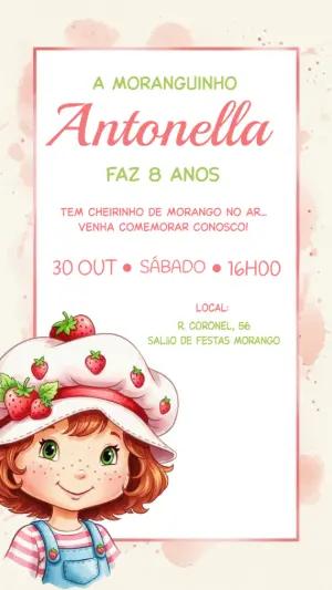 Convite de Aniversário Moranguinho para Editar Online