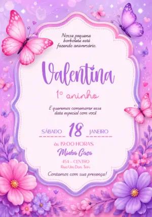 Convite de Aniversário Jardim das Borboletas Editável