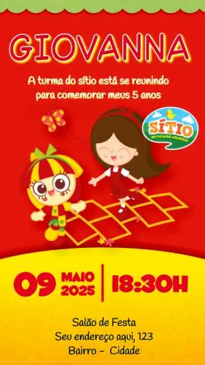 Convite Aniversário Sítio do Pica Pau Amarelo para Editar Online
