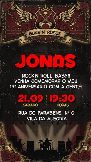 Convite de Aniversário Guns N Roses para Editar